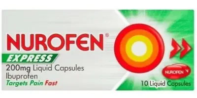 2xNurofn Express Liquid Capsules Ibuprofn 200mg Pain Relief- MAX 2 Packs/Order • £7.89
