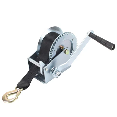 £23.59 • Buy Manual Hand Winch Boat Trailer Caravan Strap Webbing Marine Puller With Hook UK