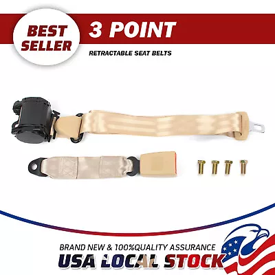 3 Point Retractable Car Safety Seat Belt Lap Diagonal Belt Adjustable Beige • $30.49