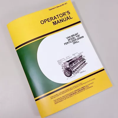 Operators Service Manual For John Deere Van Brunt Fb Fertilizer Grain Drill Book • $17.57