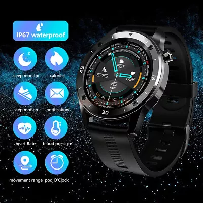 $58.77 • Buy Men Waterproof Smart Watch Heart Rate Monitor Fitness Tracker For Android IPhone