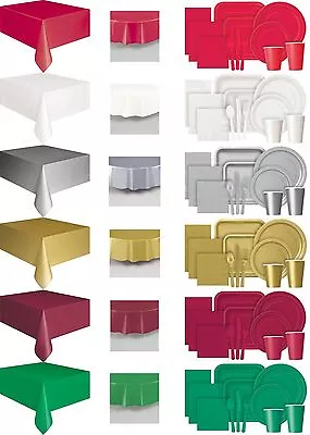 £2.25 • Buy Christmas Xmas Party Plastic Tablecovers, Napkins, Plates, Cups Party Bags