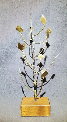 Vintage Mid Century Modern Gold Brass Leaf Tree Wire Metal Art Sculpture • $59.95