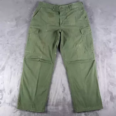 Vintage 60s US Military Rip Stop OG-107 Cargo Pants Vietnam Era Army Green M Reg • $94.88