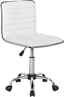 Mid Low Back Task Chair Leather Swivel Office Computer Desk Chair Retro With  • $70.95
