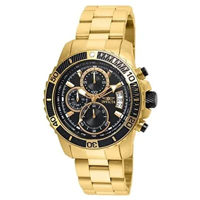 Invicta Men's Pro Diver Gold-Tone Quartz Black Dial Stainless Steel Watch 22414 • $84.95