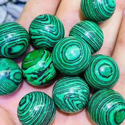 10pc Top! Natural Green Malachite Quartz Sphere Crystal Ball Healing 15mm+ • $8.99