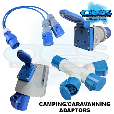 16 Amp 13 Amp Plug Socket Adapter Converter Splitter Caravan Camping Hookup 240v • £15.45