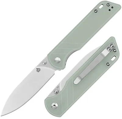 QSP Knife Parrot Linerlock Folding Knife 3.25  D2 Steel Blade Jade G10 Handle • $28.39