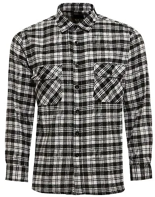 Cotton Shirt Flannel Brushed Check Work Lumberjack Tartan Sleeve Casual Stripe • £8.90