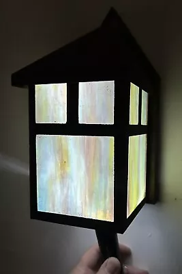 Vintage Arts & Crafts/Mission Slag Glass Outdoor Lantern/Light Fixture • $75