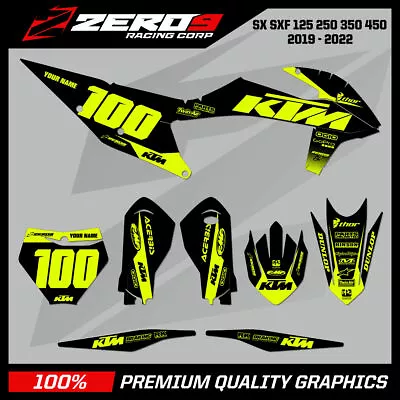 Custom MX Graphics Kit: KTM SX SXF EXC EXCF XC XCW 125-500 - BLOCK BLK/YEL • $150.01