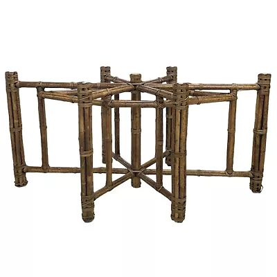 11758-401: Vintage Coastal McGuire Hexagonal Oblong Bamboo Dining Table Base • $1650