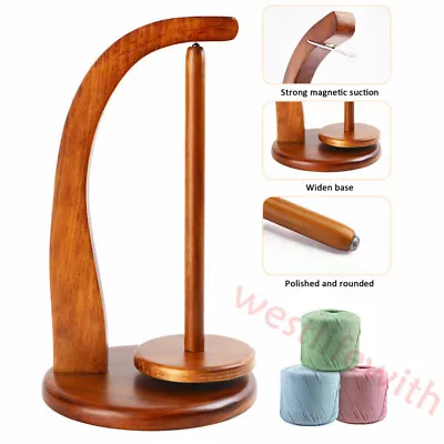 Crochet Yarn Holder Rotating Magnetic Wooden Space Saving Yarn Holder Knitting- • £13.29