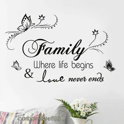 Family Wall Stickers Living Room Home Decor Art Mural Vine Butterflies UK Seller • £6.99