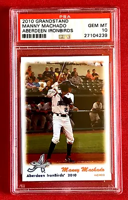 MANNY MACHADO 2010 Grandstand PSA 10 GEM MINT Aberdeen IRONBIRDS Rookie RC • $58