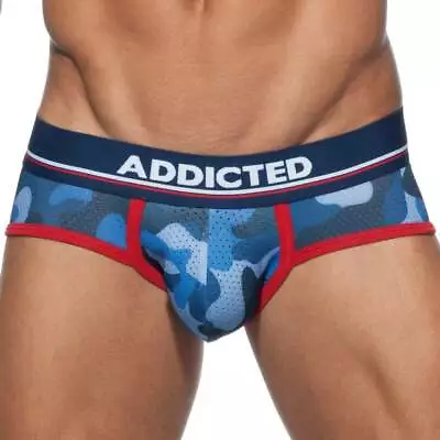 ADDICTED 'Camo Mesh Push-Up' Brief / Underwear Size M/32 Camouflage Navy **NWT** • $40