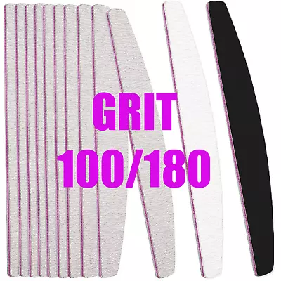 100/180 Grit Nail Files Professional Quality Half Moon/curved/diamond Buffer • £39.95