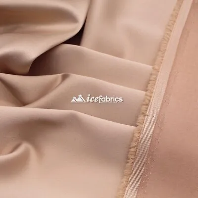 £17.70 • Buy Champagne_  Armani Stretch Silky Satin Fabric Sold By The Yard_ Heavy Thick _