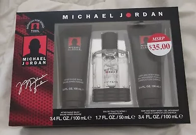 Michael Jordan Gift Set Men EDT 1.7oz After Shave Shower Gel 3.4 Oz Distressed • $21.99