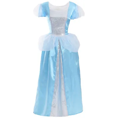 Ladies Blue Princess Dress Costume Fairytale Queen Of The Ball Adult Fancy Dress • £20.99