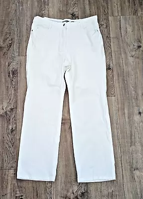 Olsen White Mona Jeans Straight Leg Diamante - Size 16 UK • £29.99