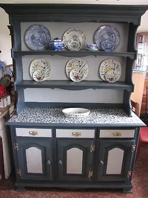 Shabby Chic Vintage Farmhouse Style Dresser  Grey And White • £100