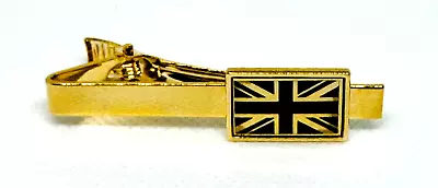 Union Jack Badge Tieclip Tie Pin Clip Flag Gift Black & White Goldtone • £3.99