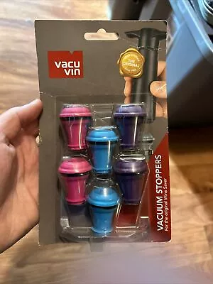 Vacu Vin Wine Saver Vacuum Stoppers Set Of 6– Blue/Pink/Purple • $7.99