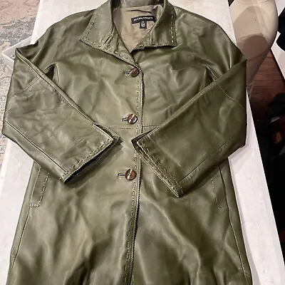 Women's Green Size XS ELLEN TRACY Leather Jacket Fine Leather Jacket Very Soft • $40