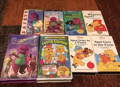 Lot Of 8 Vintage Kids Children's VHS Video Tapes Barney Disney’s Spot & More • $25