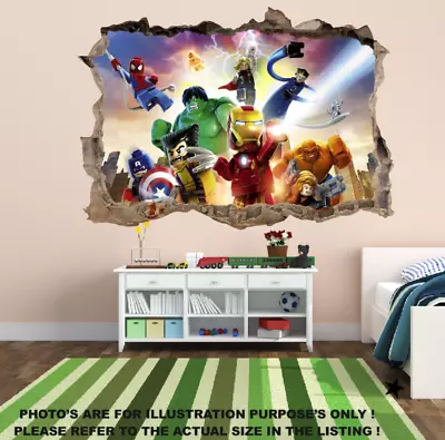 3D Marvel Avengers Hole In Wall Sticker Art Decal Decor Kids Bedroom Decoration • £12.99