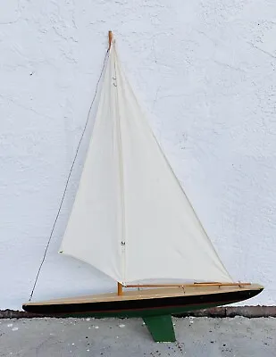 $98.99 • Buy Vintage Antique 40”x29”Wood Pond Boat Yacht Sailboat Model - Restoration Project