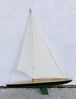 $98.99 • Buy Vintage Antique 40”x29”Wood Pond Boat Yacht Sailboat Model - Restoration Project