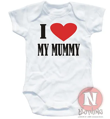 Naughtees Clothing Babygrow I Love My Mummy White Cotton Baby Grow Vest Babysuit • £5.49