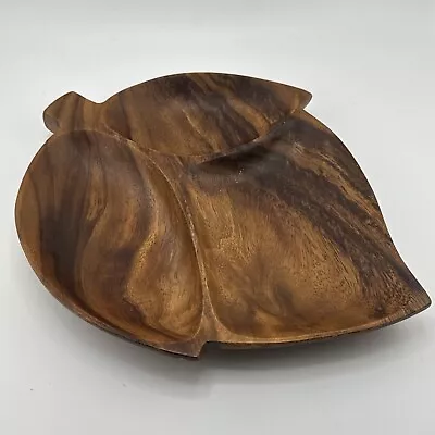 Vintage Monkey Pod Wood Leaf Serving Tray MCM Mid Century Modern 10 In X 8 In • $15