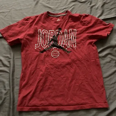 Mens Michael Jordan Red Short Sleeve Basketball T Shirt With Logo Size Large • $8.50