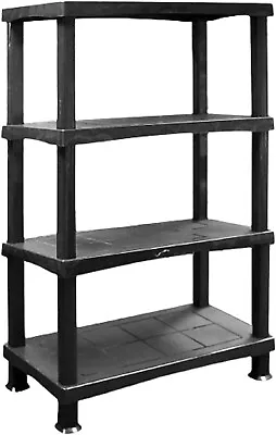 4 Tier Plastic Rack Garage Shelving Unit -black [40 Depth 80 Width 135 Height] • £27.95