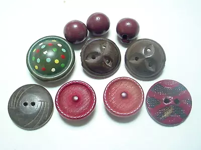 10 Vintage Wood Buttons Carved Painted Stained Asst Styles Sizes & Colors Wooden • $13