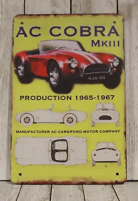 Shelby AC Cobra Tin Metal Sign Vintage Style Car Auto Show Garage Mechanic • $10.97