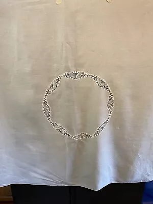 Vintage Linen Embroidery Tablecloth 42” By 42” • $20