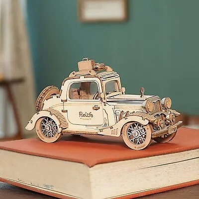 ROKR 3D Wooden Puzzle Vintage Car Scale Model DIY Kit Laser Cut For Adult Gift • $22.99