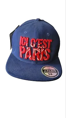 NWT FRANCE Embroidered Hook Loop Back Cap Ici C'est Paris Saint Germain Hat Blue • $13.79