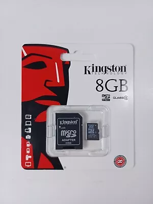 Genuine Kingston 8GB Micro SD W/ Adapter Flash Memory Card SDC4 HC SDHC Class 4 • $9.98