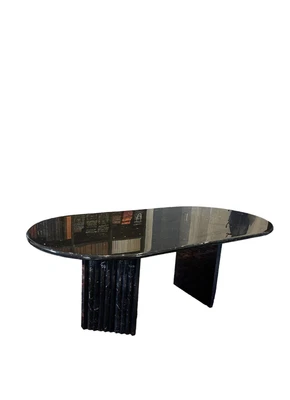 $1200 • Buy Designer Vintage 80’s Italian Oval Black Marble Dining Table-Fantastic Condition