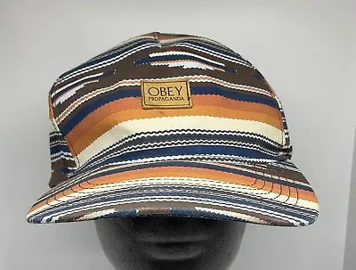 Obey Propaganda Stripped Orange Blue White Brown Hat Cap - One Size • $14