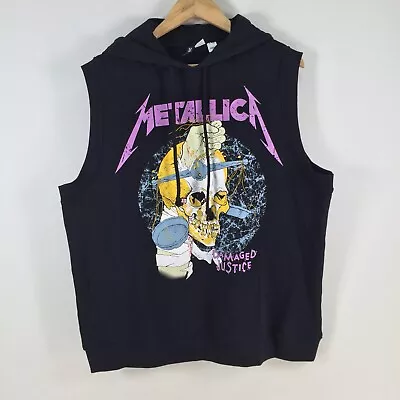 H&M Mens Jumper Size S Black Hooded Sleeveless Metallica Oversized 080266 • $16.02