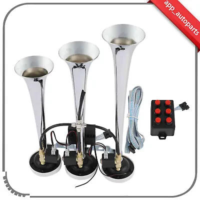 3 Trumpet Musical Air Horn 6 Tune For Train Car Truck Horn With Wire Remote 12V • $59.02