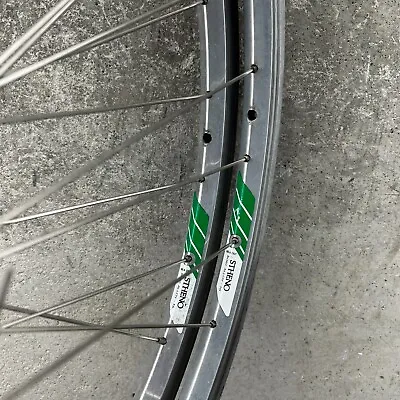 Vintage Campagnolo Stheno Rim 26 In 32 Hole 26  Mountain Silver Green Clincher • $55.99