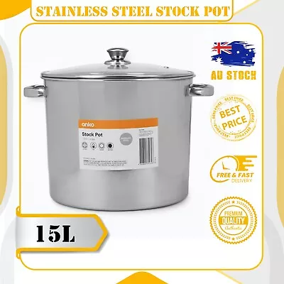 15L Cookware Stock Pot Large Stainless Steel Cooking Sauce Kettle Stock Soup Pot • $22.59